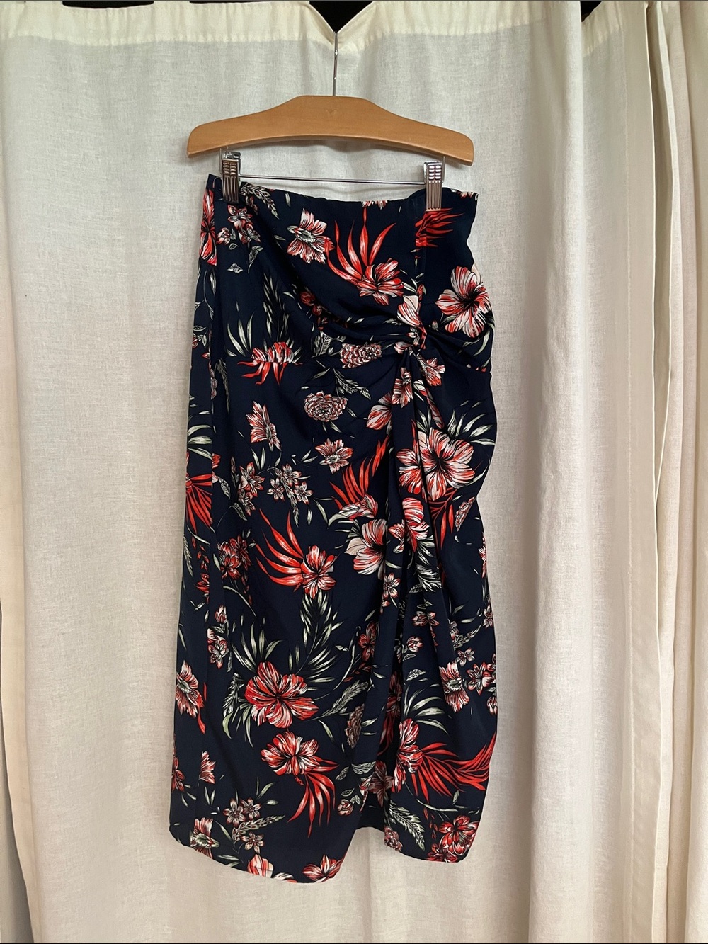 Stateside Navy Floral Skirt with Slit